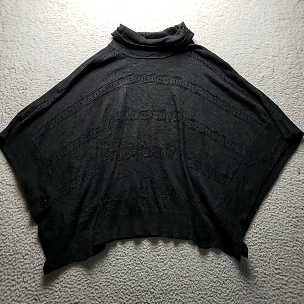 Alyx Sweater Cape Womens XL Black Turtleneck Sleeveless Knit Pullover Poncho